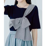 ネイビー | 【natural couture】リボン付きニット | NICE CLAUP / OLIVE des OLIVE　OUTLET