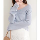 サックス | 【natural couture】カシュクールフレア袖ニット | NICE CLAUP / OLIVE des OLIVE OUTLET