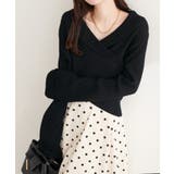 ブラック | 【natural couture】カシュクールフレア袖ニット | NICE CLAUP / OLIVE des OLIVE OUTLET