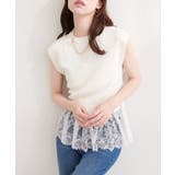 オフ | 【natural couture】裾レースフレンチスリーブニットプルオーバー | NICE CLAUP / OLIVE des OLIVE　OUTLET