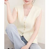 【natural couture】ゴールド釦ニットベスト | NICE CLAUP / OLIVE des OLIVE OUTLET | 詳細画像1