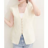 【natural couture】ゴールド釦ニットベスト | NICE CLAUP / OLIVE des OLIVE OUTLET | 詳細画像2