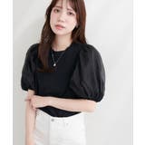 ブラック | 【natural couture】オーガンジーパフスリーブT | NICE CLAUP / OLIVE des OLIVE　OUTLET