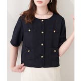 ネイビー | 【natural couture】ツイード半袖ジャケット | NICE CLAUP / OLIVE des OLIVE OUTLET