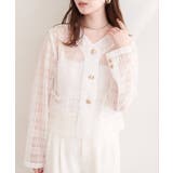 【natural couture】シアーチェックノーカラーショートジャケット | NICE CLAUP / OLIVE des OLIVE OUTLET | 詳細画像2