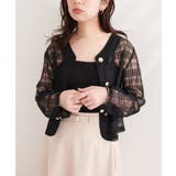 【natural couture】シアーチェックノーカラーショートジャケット | NICE CLAUP / OLIVE des OLIVE OUTLET | 詳細画像6