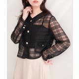 【natural couture】シアーチェックノーカラーショートジャケット | NICE CLAUP / OLIVE des OLIVE OUTLET | 詳細画像7