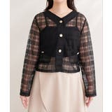 【natural couture】シアーチェックノーカラーショートジャケット | NICE CLAUP / OLIVE des OLIVE OUTLET | 詳細画像10