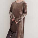 【natural couture】袖口シャーリングベロアワンピース | NICE CLAUP / OLIVE des OLIVE　OUTLET | 詳細画像2 