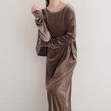 【natural couture】袖口シャーリングベロアワンピース | NICE CLAUP / OLIVE des OLIVE　OUTLET | 詳細画像1 