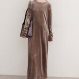 モカ | 【natural couture】袖口シャーリングベロアワンピース | NICE CLAUP / OLIVE des OLIVE　OUTLET