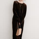ブラウン | 【natural couture】袖口シャーリングベロアワンピース | NICE CLAUP / OLIVE des OLIVE　OUTLET