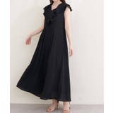 ブラック | 【natural couture】フリルカラーノースリワンピース | NICE CLAUP / OLIVE des OLIVE OUTLET
