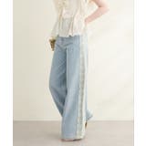 サックス | 【natural couture】12OZデニム脇レースパンツ | NICE CLAUP / OLIVE des OLIVE OUTLET