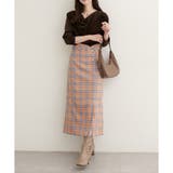 【natural couture】デザイン釦ラップ風チェックスカート | NICE CLAUP / OLIVE des OLIVE　OUTLET | 詳細画像5 