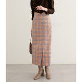 ベージュ系 | 【natural couture】デザイン釦ラップ風チェックスカート | NICE CLAUP / OLIVE des OLIVE　OUTLET