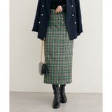 グレー系 | 【natural couture】デザイン釦ラップ風チェックスカート | NICE CLAUP / OLIVE des OLIVE　OUTLET