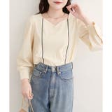 アイボリー | 【natural couture】ハートネックパイピング配色ブラウス | NICE CLAUP / OLIVE des OLIVE　OUTLET