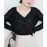 針抜きリブVネックシアーCD | NICE CLAUP / OLIVE des OLIVE　OUTLET | 詳細画像4 