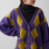 パープル | アーガイル起毛カーディガン | NICE CLAUP OUTLET