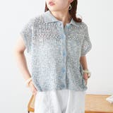 ブルー | ラメ入りコットンリネンポロニット | NICE CLAUP / OLIVE des OLIVE　OUTLET