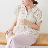 アイボリー | ラメ入りコットンリネンポロニット | NICE CLAUP / OLIVE des OLIVE　OUTLET