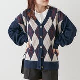 ネイビー | 【低身長向け】アーガイルカーディガン | NICE CLAUP / OLIVE des OLIVE　OUTLET