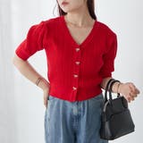 レッド | ビジューリボンカーディガン | NICE CLAUP / OLIVE des OLIVE　OUTLET