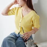 イエロー | ビジューリボンカーディガン | NICE CLAUP / OLIVE des OLIVE　OUTLET