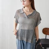 透かし編みニットポロ | NICE CLAUP / OLIVE des OLIVE OUTLET | 詳細画像1
