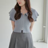 ブル-グレ- | BIG衿ZIPカーデ | NICE CLAUP / OLIVE des OLIVE OUTLET
