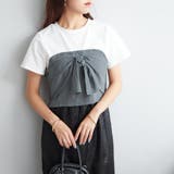 チャコール | 【1枚でサマ見えコーデが叶う！】前リボンT | NICE CLAUP / OLIVE des OLIVE　OUTLET