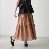 キャメル | コットンレースティアードスカート | NICE CLAUP / OLIVE des OLIVE OUTLET