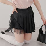 ブラック | 【MARCHES】チュール使いプリーツミニスカート | NICE CLAUP / OLIVE des OLIVE OUTLET