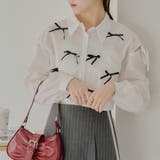 【MARCHES】肩あきリボン短丈シャツ | NICE CLAUP / OLIVE des OLIVE OUTLET | 詳細画像2