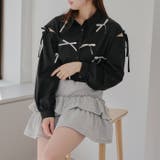 ブラック | 【MARCHES】肩あきリボン短丈シャツ | NICE CLAUP / OLIVE des OLIVE OUTLET