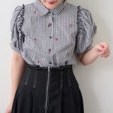 チェック | 【ガーリー好きさんにオススメ】リボン刺しゅうブラウス | NICE CLAUP / OLIVE des OLIVE OUTLET