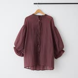 ブラウン | 涼し気な印象、シアー楊柳スキッパー2枚袖ブラウス | NICE CLAUP / OLIVE des OLIVE　OUTLET