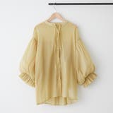 イエロー | 涼し気な印象、シアー楊柳スキッパー2枚袖ブラウス | NICE CLAUP / OLIVE des OLIVE　OUTLET