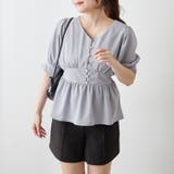 ブル-グレ- | ペプラムブラウス | NICE CLAUP / OLIVE des OLIVE OUTLET