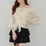 アイボリー | 【@_chipi2xセレクト】楊柳シアーラッフル5分袖ブラウス | RMAF　NICE CLAUP / OLIVE des OLIVE