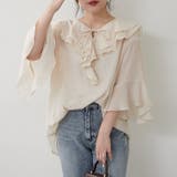 ベージュ | ラッフル5分袖ブラウス | NICE CLAUP / OLIVE des OLIVE OUTLET