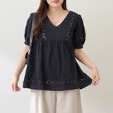 ブラック | ハシゴレース切替ブラウス | NICE CLAUP / OLIVE des OLIVE OUTLET