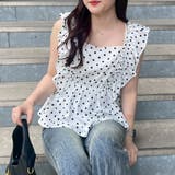 【前後2WAY】シャーリングドット柄ブラウス | NICE CLAUP / OLIVE des OLIVE OUTLET | 詳細画像2
