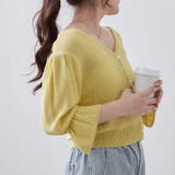 麻風素材、キャンディ袖カーディガン | NICE CLAUP / OLIVE des OLIVE OUTLET | 詳細画像1