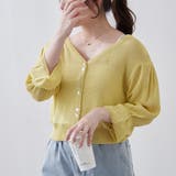 イエロー | 麻風素材、キャンディ袖カーディガン | NICE CLAUP / OLIVE des OLIVE OUTLET