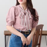 リボンタイ付半袖ニット | NICE CLAUP / OLIVE des OLIVE OUTLET | 詳細画像1