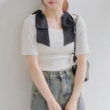 肩リボンスクエアネックニット | NICE CLAUP / OLIVE des OLIVE OUTLET | 詳細画像19