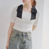 オフ | 肩リボンスクエアネックニット | NICE CLAUP / OLIVE des OLIVE OUTLET