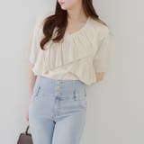 アイボリー | クロスフリル半袖ニット | NICE CLAUP / OLIVE des OLIVE OUTLET